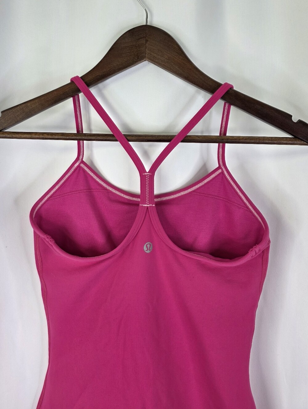 Lululemon Hot Pink Racer Back Fitted Tank With Built In Bra Long Length Size 4 - Picture 8 of 10